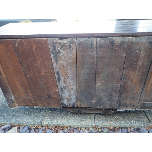 548 - A dark stained, panelled oak dresser base, some old timber used, 180cm wide, ex The Retreat (61)