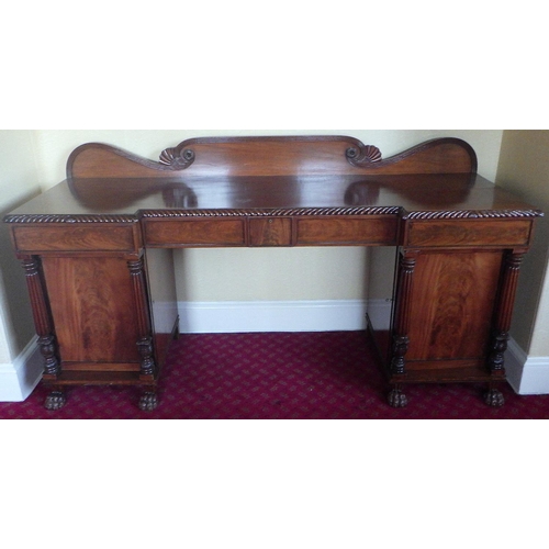 573 - A Geo IV mahogany pedestal sideboard, 232cm wide, ex The Retreat (34)