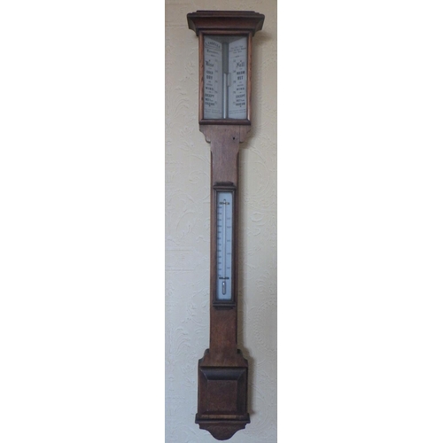 574 - A late Victorian oak stick barometer, L. Casella, London, approx 104cm long, ex The Retreat (31)