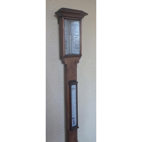 574 - A late Victorian oak stick barometer, L. Casella, London, approx 104cm long, ex The Retreat (31)