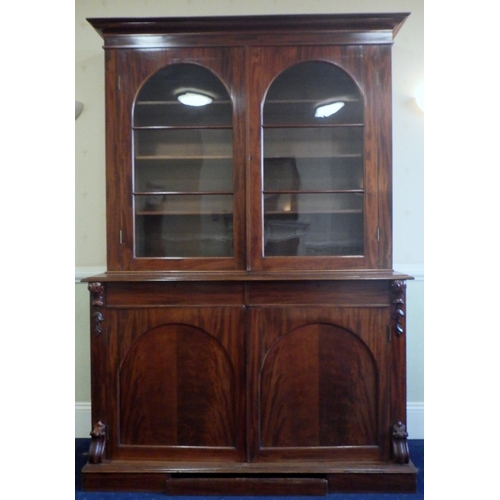 577 - A Victorian mahogany chiffonier bookcase, 166cm wide, 244cm tall, ex The Retreat (6)