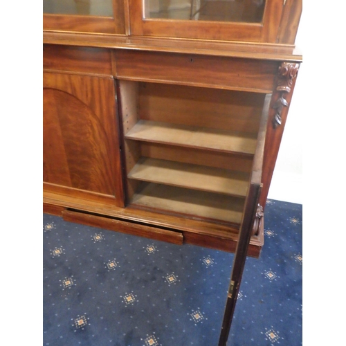 577 - A Victorian mahogany chiffonier bookcase, 166cm wide, 244cm tall, ex The Retreat (6)