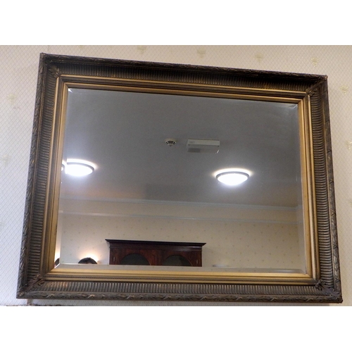 578 - A modern rectangular mirror, bevelled plate, 123cm x99cm, ex The Retreat (4)