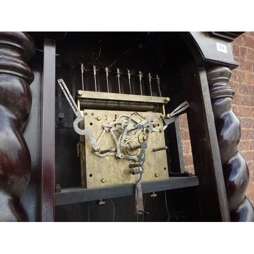 584 - A longcase clock, missing face & other parts, a/f, 223cm tall, ex The Retreat (110)