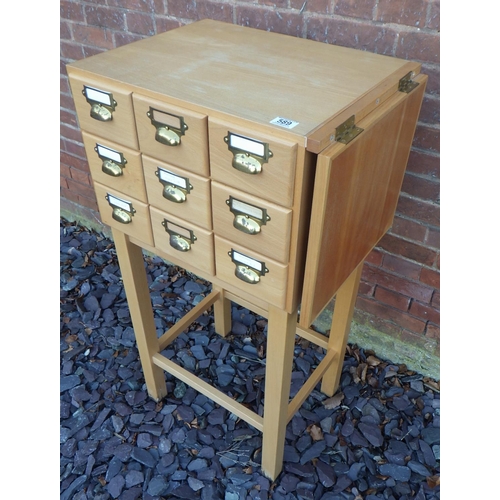 589 - A set of filing card drawers, 56cm wide, ex The Retreat (138)