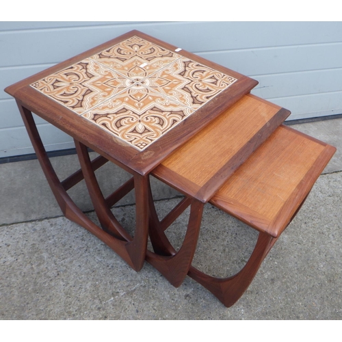 610 - A G.Plan nest of three tile topped occasional tables