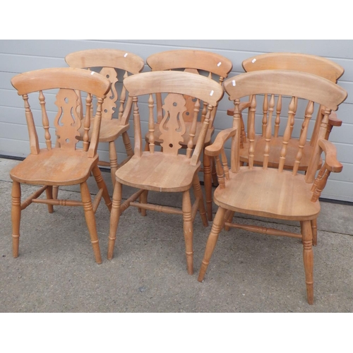 630 - A set of four modern kitchen chairs and further pair of carver chairs (6)