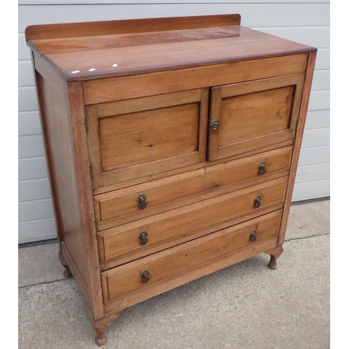 634 - An Edwardian walnut tallboy, a/f, 101cm wide