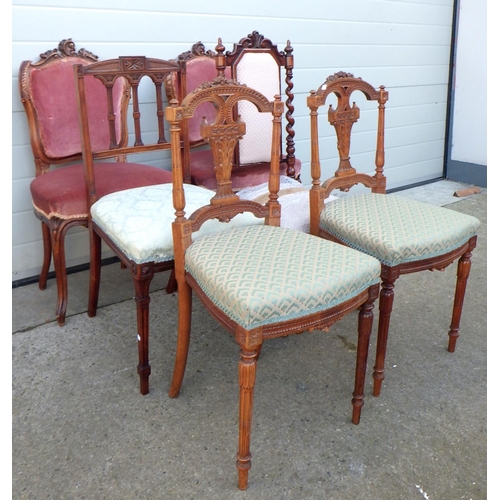 684 - Two pairs of salon chairs, a barleytwist chair and another salon chair (6)