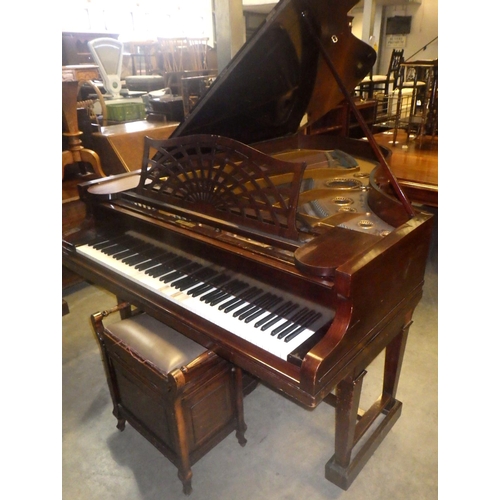 602 - A Bechstein grand piano, frame numbered 77529, a/f missing castors, case marked, keys missing tops, ... 