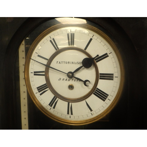 579 - A single weight Vienna wall clock, ebonised case Fattorini & Sons, Bradford, ex The Retreat (12)