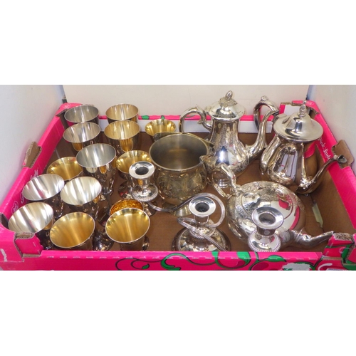 110 - A qty of misc silver plate to include Tea wares, Goblets, candelabra etc (2)   132808 & 412768