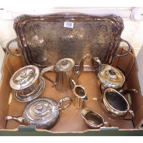 115 - A qty of silverplated tea ware and tray 412764