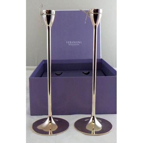 148 - A boxed pair of silver plated Vera Wang for Wedgwood candlesticks   519799