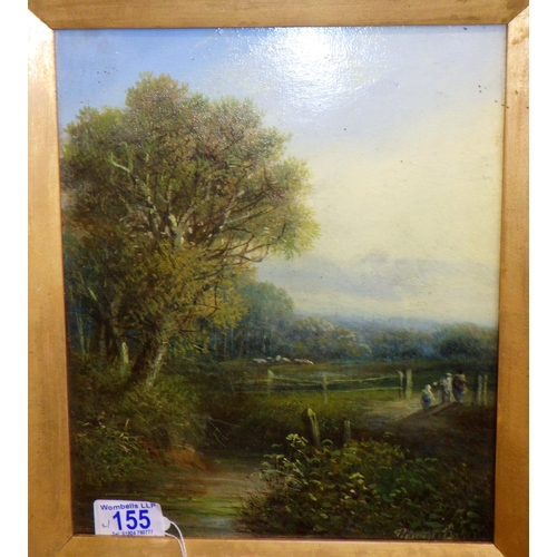 155 - Indistinctly signed Edward ?? two gilt framed 19thC oil on canvas landscapes