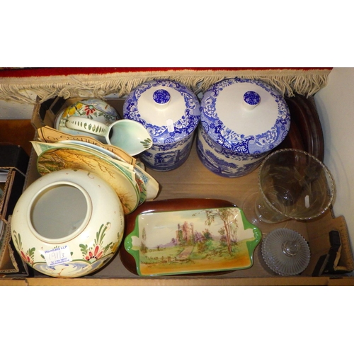 191 - Two Spode Italian biscuit jars, Royal Doulton, Royal Worcester, Royal Albert night and day tea ware ... 