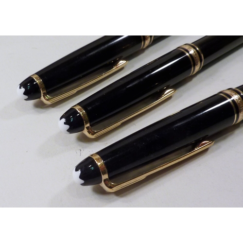 46 - A Montblanc Meisterstuck writing set comprising fountain pen, ballpoint pen and mechanical pencil to... 