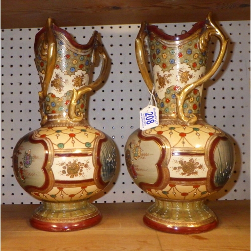 208 - Two pairs of Japanese vases 28 & 30cm tall