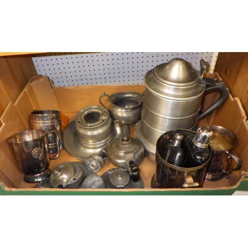 210 - Three boxes of misc copper, pewter and brass etc (3)