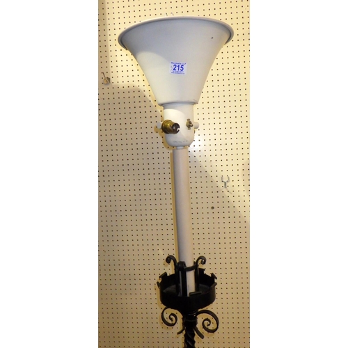 215 - Two wrought iron converted standard lamps