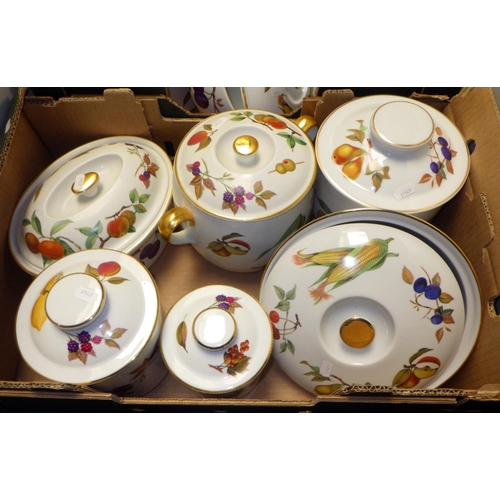 224 - A group of Royal Worcester Evesham Tureens, biscuit barrels etc (2)