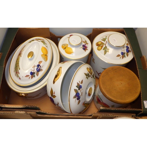 224 - A group of Royal Worcester Evesham Tureens, biscuit barrels etc (2)