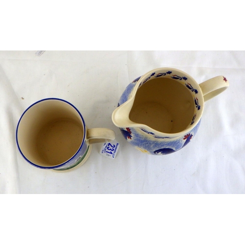 231 - An Emma Bridgewater millennium Mulberry Hall milk jug 14cm tall together with a Millennium Bridgewat... 