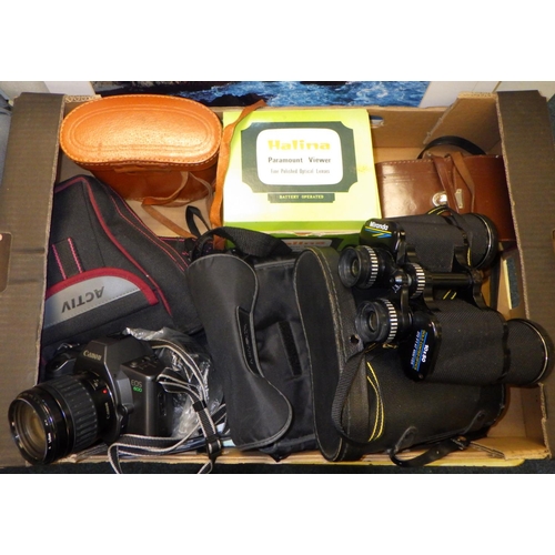 243 - EOS 600 camera, binoculars etc