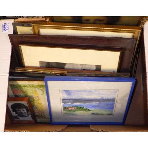 265 - A large qty of misc pictures, prints, music stand etc