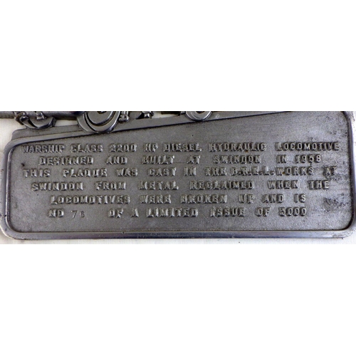 274 - A cast Diesel Loco plaque no76 of 3000 27cm x 19cm