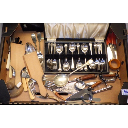 304 - A part plated canteen of cutlery together with further cutlery (2)