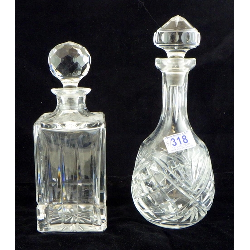 318 - Five cut glass decanters