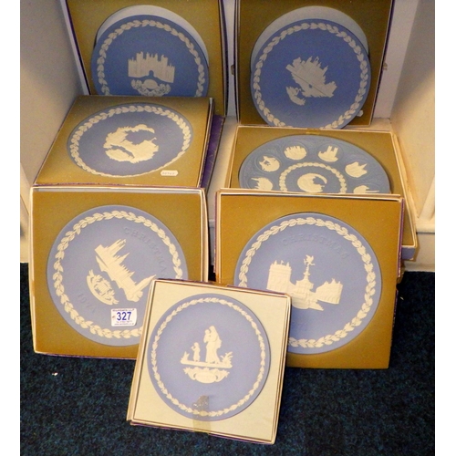 327 - A qty of various Wedgwood Jasper ware boxed plates (qty)