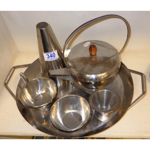 340 - A stainless Denmark tea set MG