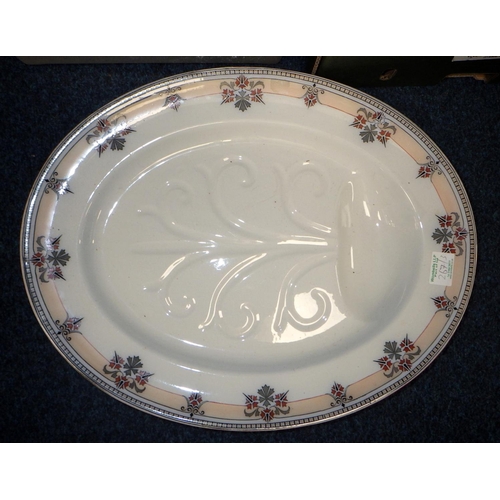 376 - A large Oetzmann & Company meat plate 50 x 40cm together with further ceramics etc af (3)