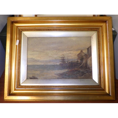 352 - A vintage Stokesley Auction poster together with a mahogany framed mirror, coastal oil on canvas, pr... 