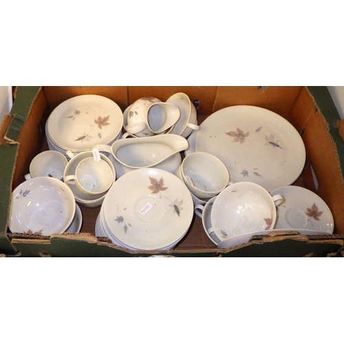 356 - A large qty of Royal Doulton Canton table ware together with a qty of Royal Doulton Tumbling leaves ... 