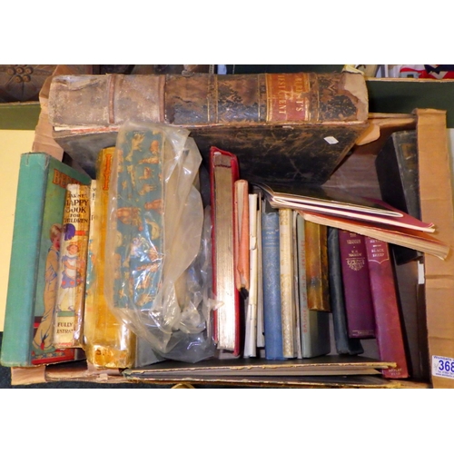 368 - Three boxes of misc ephemera, books, collectables, prints etc