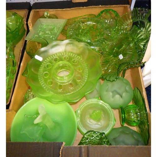 371 - Three boxes of misc green glass