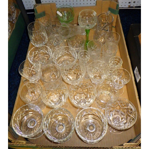 372 - Two boxes of misc drinking glasses together with glass vases etc (3)