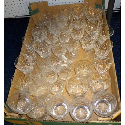 372 - Two boxes of misc drinking glasses together with glass vases etc (3)