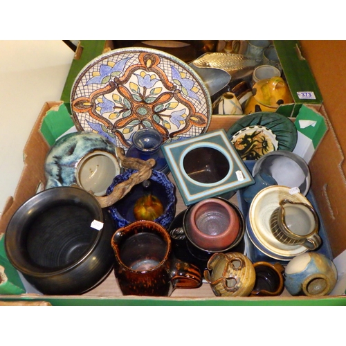 373 - Two boxes of misc Art / studio pottery (2)