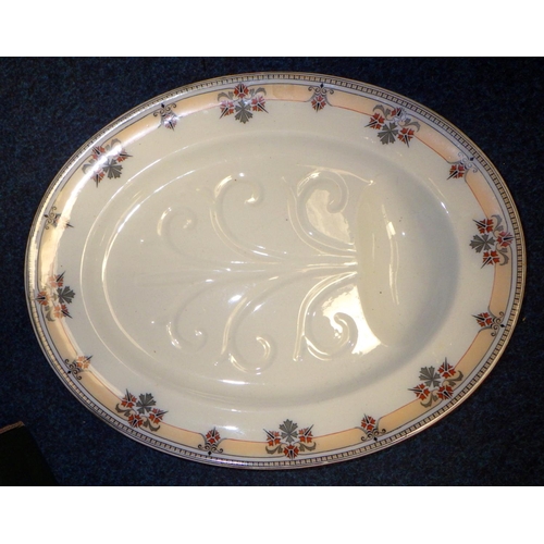 376 - A large Oetzmann & Company meat plate 50 x 40cm together with further ceramics etc af (3)