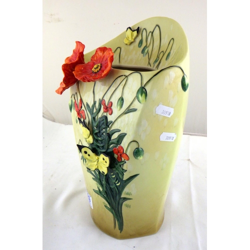 389 - A large Franz Van Gogh Museum butterfly vase 33cm tall
small chip to the back of a flower & butterfl... 