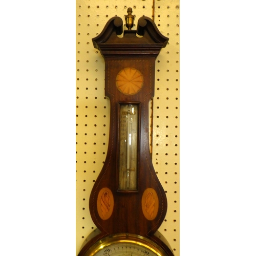 405 - An Edwardian inlaid barometer AF 72cm long