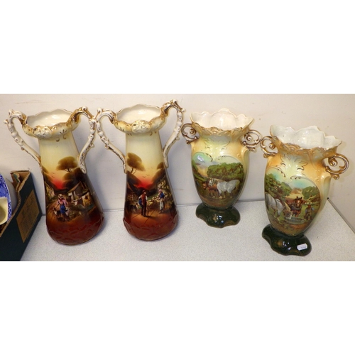 96 - A small qty of commemorative ceramics, two pairs of early 20thC vases, misc ceramics to include Roya... 