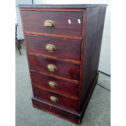 603 - A set of stained pine drawers, 59cm wide, 87cm deep