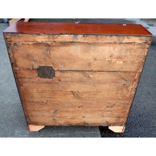 605 - A mahogany & inlaid bureau, 99cm wide