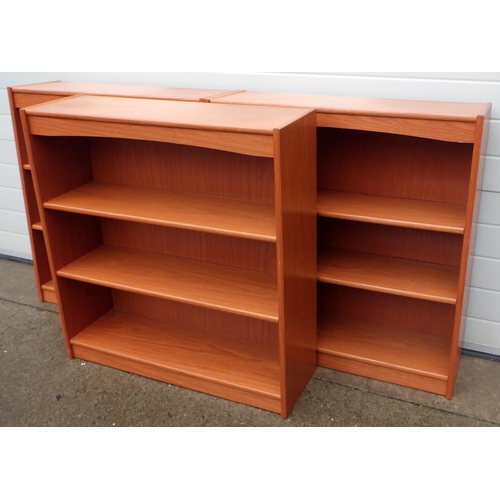 674 - Three teak low bookcases, 90cm wide