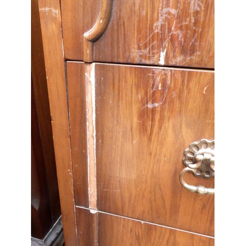 684 - A walnut/ply wardrobe, 95cm wide, together with a similar chest and dressing table (3)